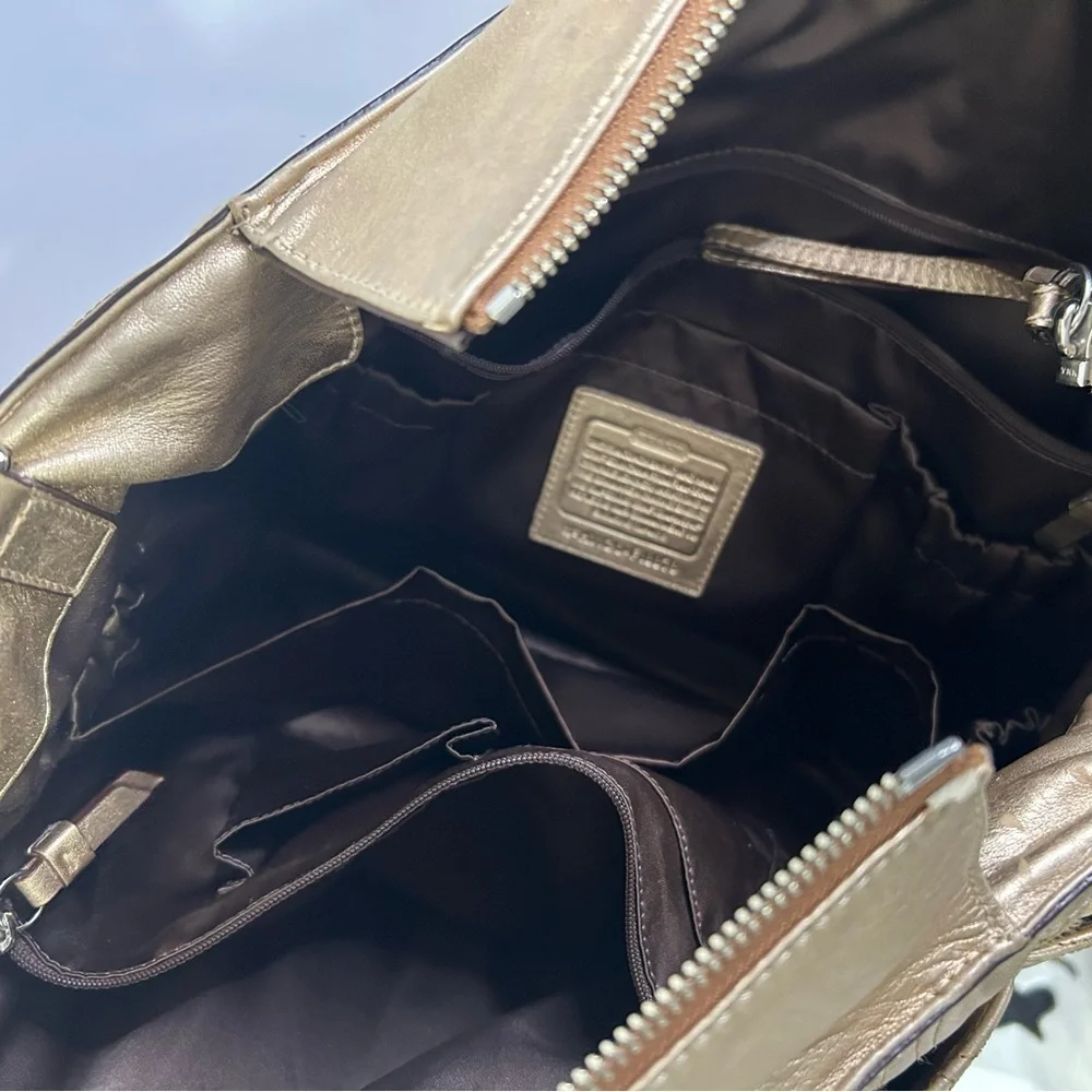 COACH gold oversized diaper bag. Gorgeous. Tons of pockets. Tons of options! - Picture 12 of 12